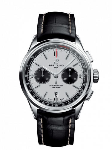 Premier B01 Chronograph 42 Stainless Steel / Silver / Croco / Pin
