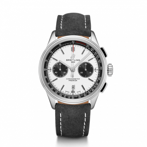 Premier B01 Chronograph 42 Stainless Steel / Silver / Anthracite Nubuck / Pin