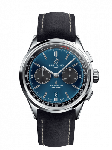 Premier B01 Chronograph 42 Stainless Steel / Blue / Anthracite Nubuck / Pin