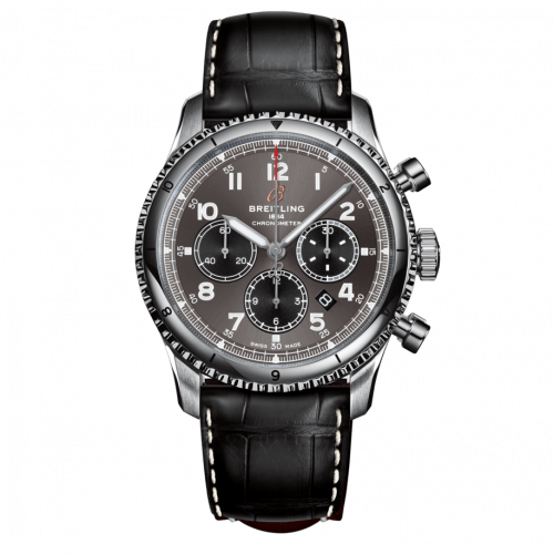 Aviator 8 B01 Chronograph 43 Stainless Steel / Anthracite / Croco / Folding