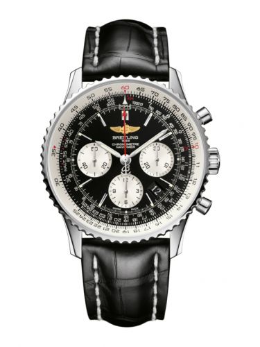 Navitimer 01 43 Stainless Steel / Black / Alligator / Pin