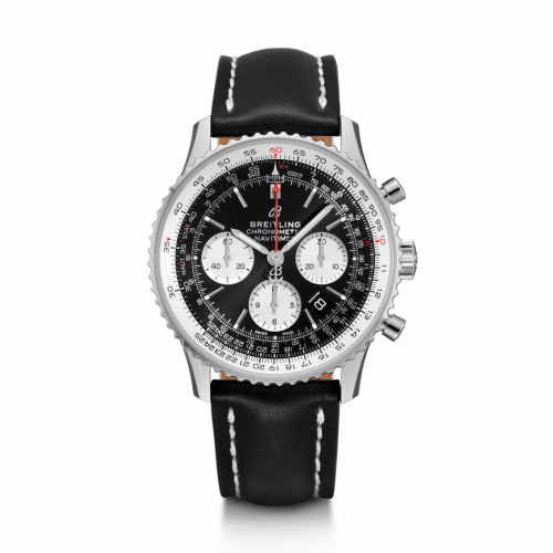Navitimer 1 B01 Chronograph 43 Stainless Steel / Black / Calf /  Pin