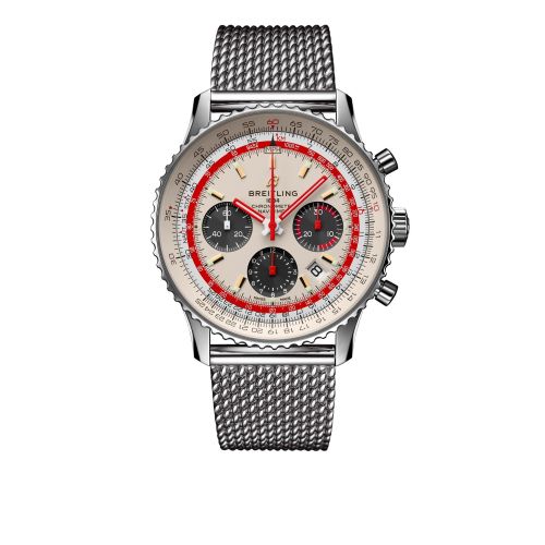 Navitimer 1 B01 Chronograph 43 Stainless Steel / Airline Editions TWA / Mesh