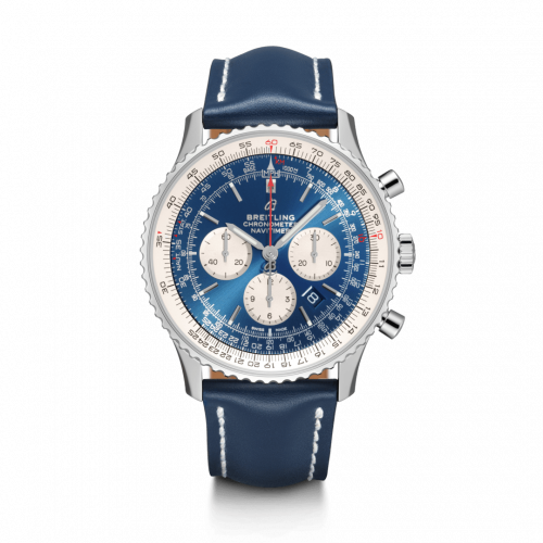 Navitimer 1 B01 Chronograph 46 Stainless Steel / Aurora Blue / Calf / Folding