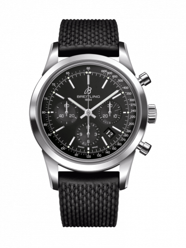 Transocean Chronograph Stainless Steel / Black / Rubber / Folding