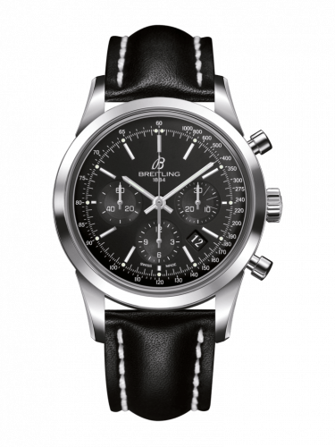 Transocean Chronograph Stainless Steel / Black / Calf / Folding