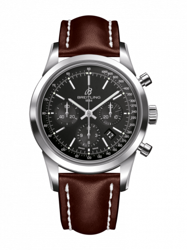 Transocean Chronograph Stainless Steel / Black / Calf / Folding