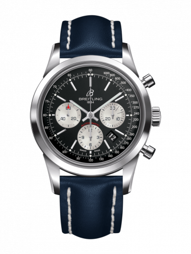 Transocean Chronograph Stainless Steel / Reverse Panda / Calf / Folding
