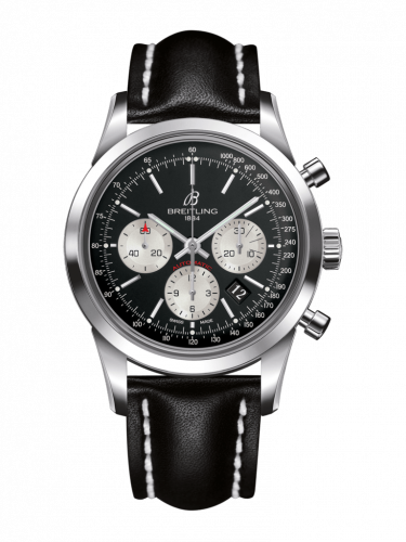 Transocean Chronograph Stainless Steel / Reverse Panda / Calf / Pin