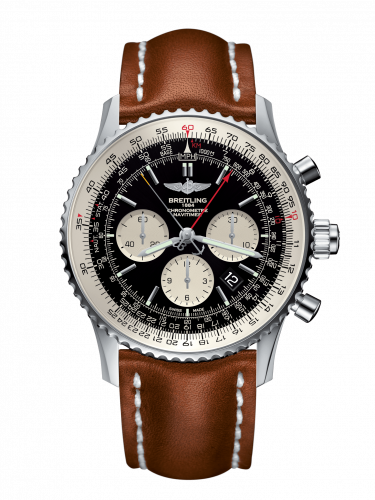 Navitimer Rattrapante Stainless Steel / Black  / Calf / Pin