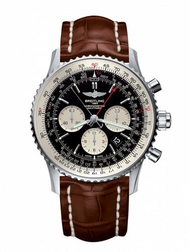 Navitimer Rattrapante Stainless Steel / Black  / Croco / Pin