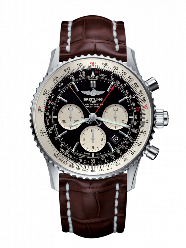 Navitimer Rattrapante Stainless Steel / Black  / Croco / Pin