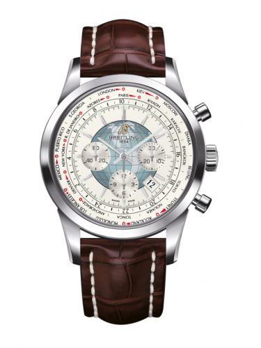 Transocean Chronograph Unitime Stainless Steel / Silver / Croco