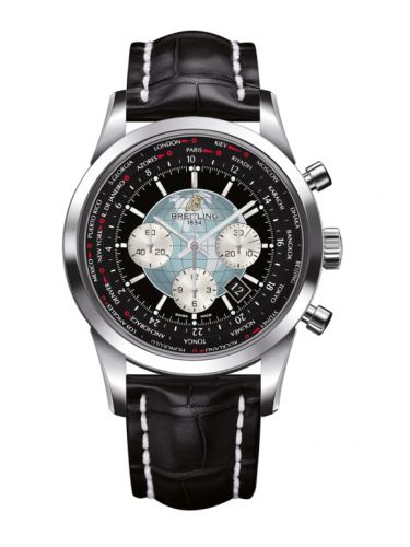 Transocean Chronograph Unitime Stainless Steel / Black / Croco