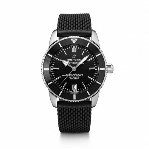 Superocean Heritage II 42 Stainless Steel / Black / Black / Rubber / Folding