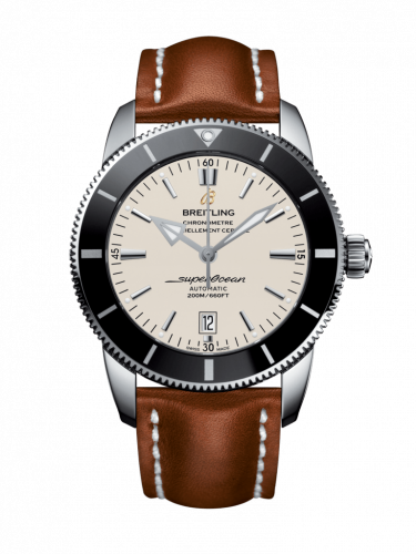 Superocean Heritage II 46 Stainless Steel / Black / Silver / Calf / Folding