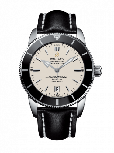 Superocean Heritage II 46 Stainless Steel / Black / Silver / Calf / Pin