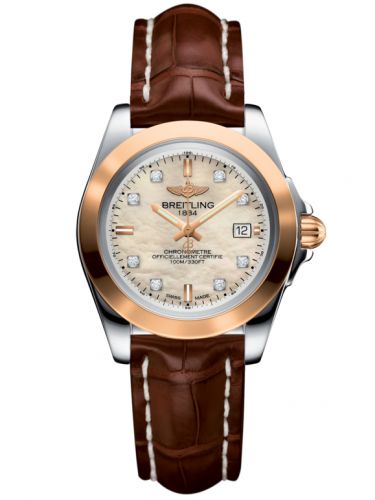 Galactic 32 Sleek Edition Stainless Steel / Rose Gold / Pearl Diamond / Croco