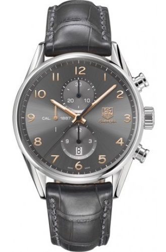 Carrera Calibre 1887 43 Stainless Steel / Grey / Alligator