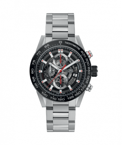 Carrera Calibre Heuer 01 43 Stainless Steel / Black Ceramic / Skeleton / Bracelet