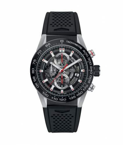 Carrera Calibre Heuer 01 43 Stainless Steel / Black Ceramic / Skeleton / Rubber