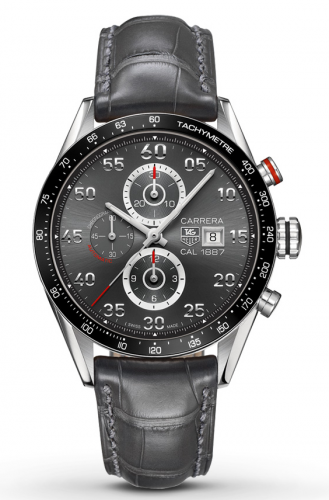 Carrera Calibre 1887 43 Stainless Steel / Grey / Alligator