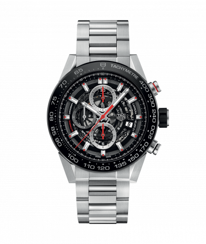 Carrera Calibre Heuer 01 45 Stainless Steel / Skeleton / Bracelet