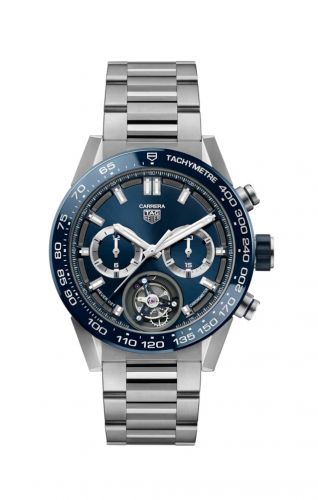 Carrera Calibre Heuer 02T 45 Chronograph Tourbillon Titanium / Blue