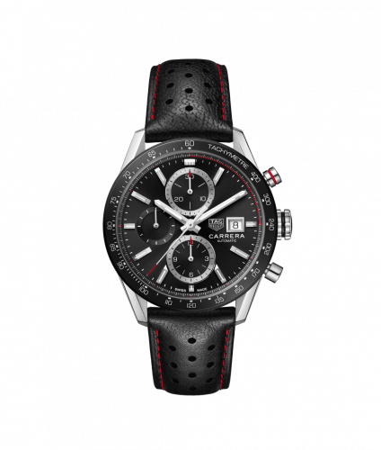 Carrera Calibre 16 41 Stainless Steel / Black / Calf