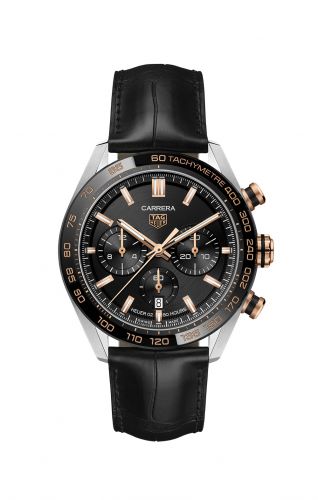 Carrera Calibre Heuer 02 44 Stainless Steel / Rose Gold / Black