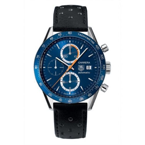 Carrera Calibre 16 41 Stainless Steel / Blue / Calf