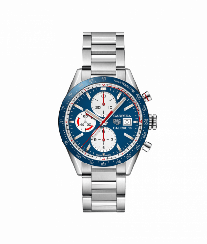 Carrera Calibre 16 41 Stainless Steel / Blue Retro / Bracelet
