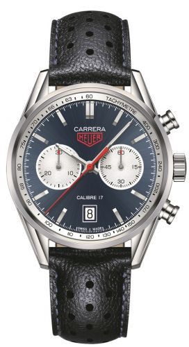Carrera Calibre 17 41 Stainless Steel / Blue / Calf