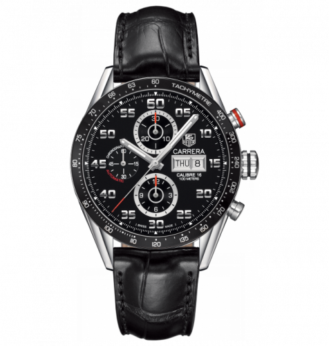 Carrera Calibre 16 Day Date 43 Stainless Steel / Black / Alligator