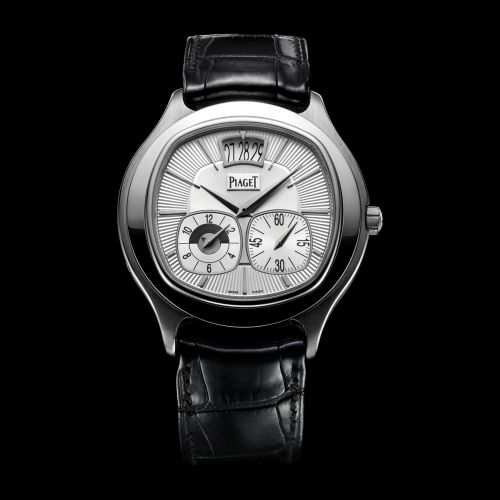 Emperador Coussin Dual Time Zone White Gold