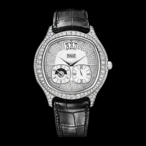 Emperador Coussin Dual Time Zone White Gold Diamond
