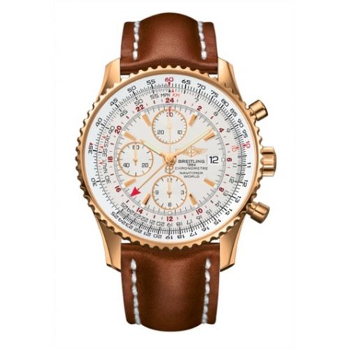 Navitimer World Red Gold / Silver / Calf