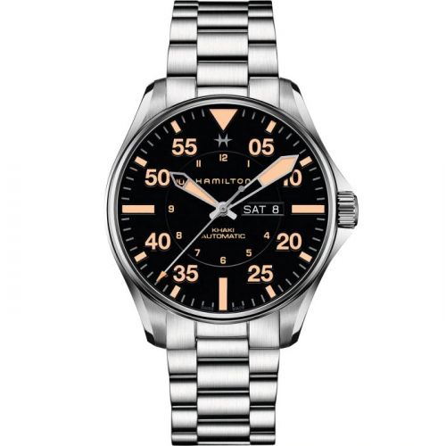 Khaki Aviation Pilot Day-Date Auto 46 Stainless Steel / Black / Bracelet