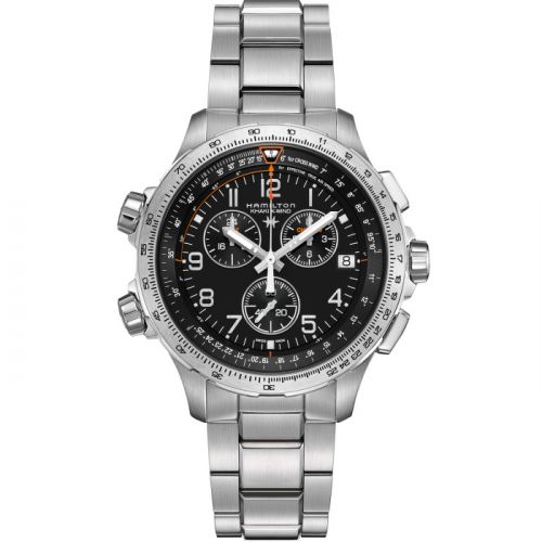 Khaki Aviation X-Wind GMT Chrono Quartz Black / Bracelet