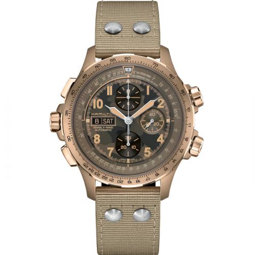 Khaki Aviation X Wind Day Date Auto Chrono Green Camouflage