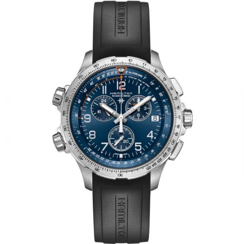 Khaki Aviation X-Wind GMT Chrono Quartz Blue / Rubber