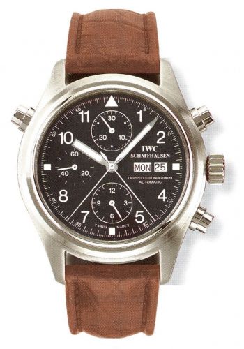 Pilot's Watch Doppelchronograph Stainless Steel / Black / French / Strap
