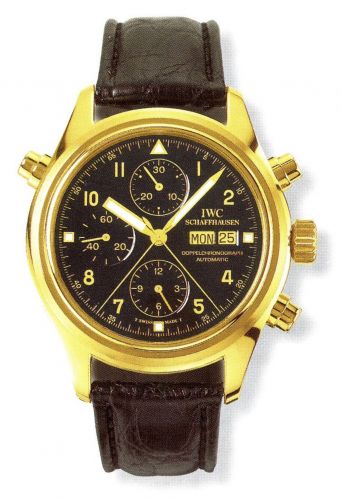 Pilot's Watch Doppelchronograph Yellow Gold / Black / Italian / Strap