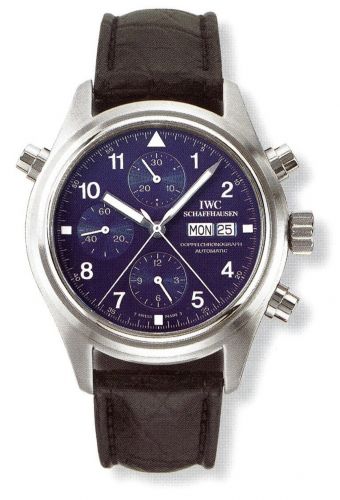 Pilot's Watch Doppelchronograph Platinum / Blue / French / Strap