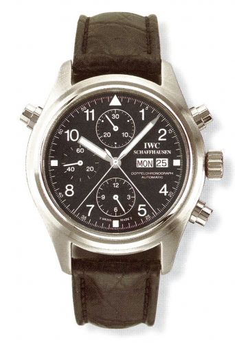 Pilot's Watch Doppelchronograph Stainless Steel / Black / French / Strap