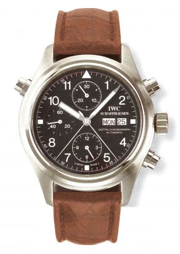 Pilot's Watch Doppelchronograph Stainless Steel / Black / Italian / Strap