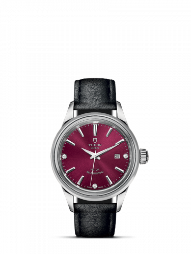Style 28 Stainless Steel / Burgundy-Diamond / Strap