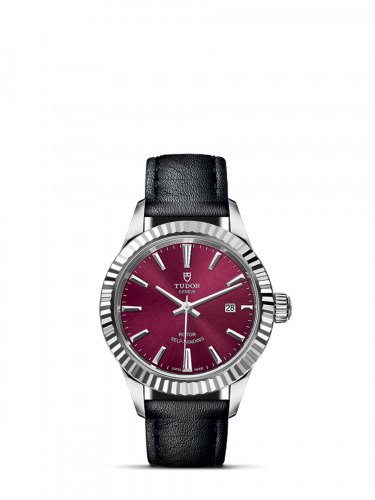 Style 28 Stainless Steel / Fluted / Burgundy / Strap