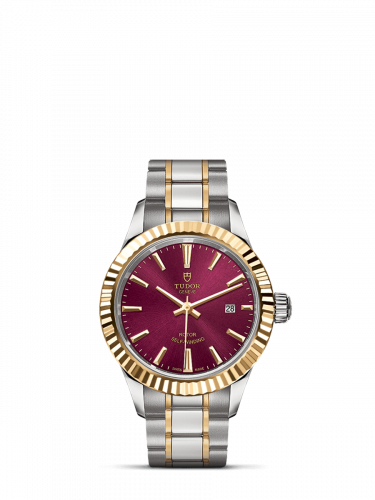 Style 28 Stainless Steel / Yellow Gold / Fluted / Burgundy / Bracelet