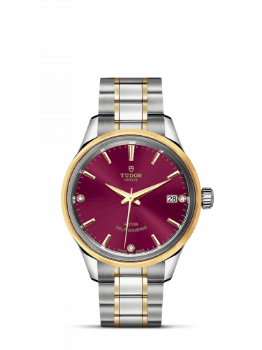 Style 34 Stainless Steel / Yellow Gold / Burgundy-Diamond / Bracelet